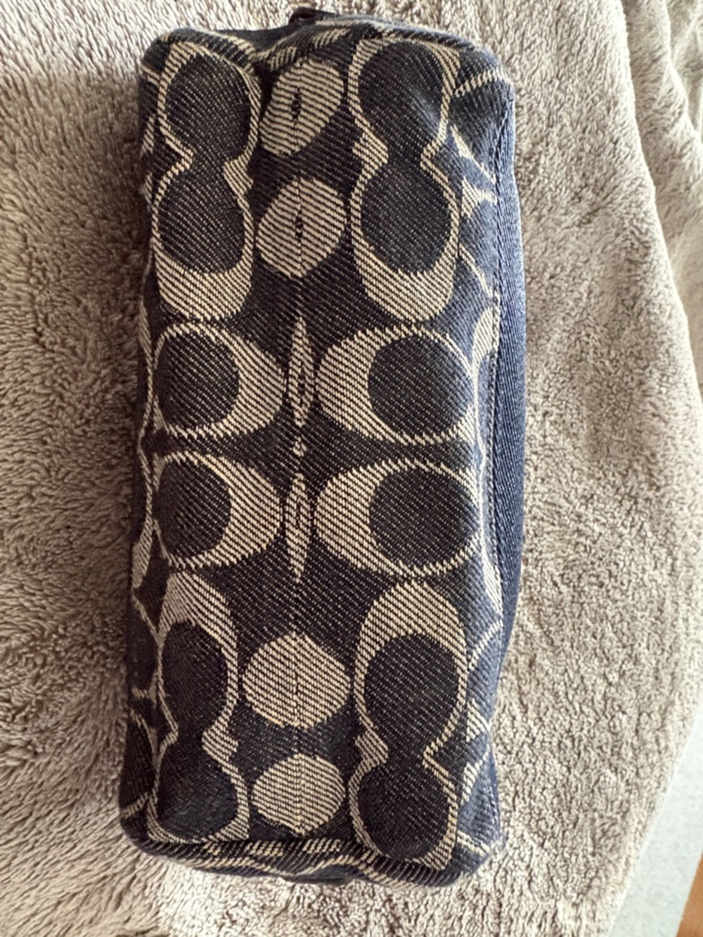 Coach Signature Canvas Cosmetic Bag in Blue and Tan - Picture 7 of 10